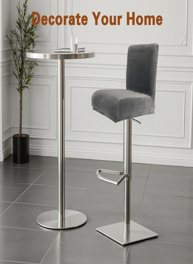 أغطية كراسي بار مخملية من WUSOUPU، أغطية كراسي بار ناعمة قابلة للتمدد مع مساند ظهر، قابلة للغسل والإزالة، مجموعة من 6 أغطية، أغطية كراسي بار قابلة للإزالة للمقاهي والحانات وغرف الطعام (مخمل رمادي داكن) - Image 2